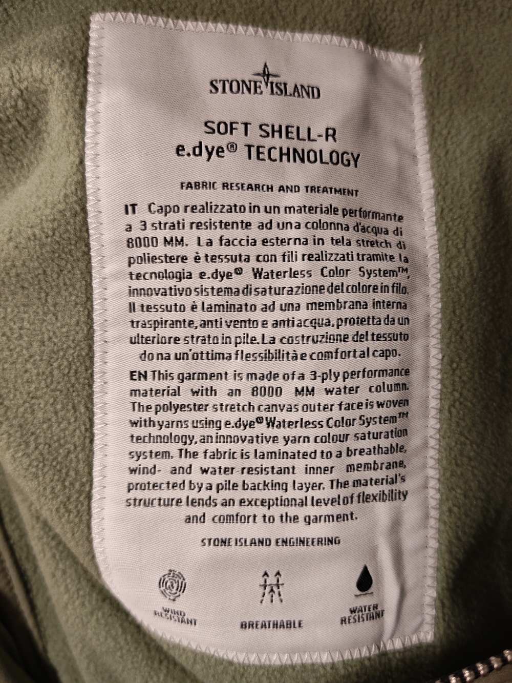 Stone Island Men's Olive Green Soft-Shell Hooded Jacket - Picture 8 of 10